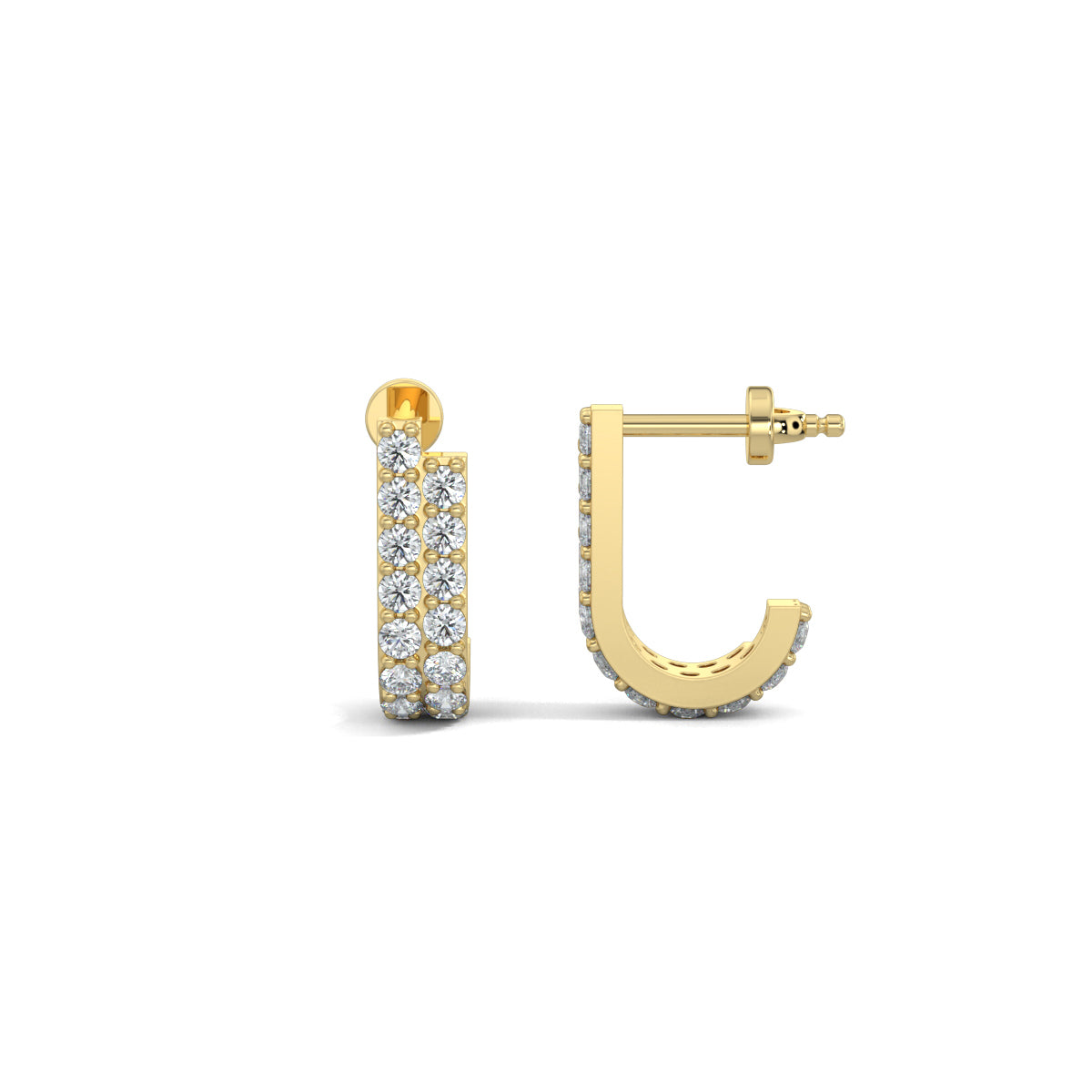 Yellow Gold, Diamond Earrings, LunaDazzle Earrings, Half-bali diamond earrings, Natural Diamonds, Lab-grown diamonds, Pave diamond earrings, Luxury diamond jewelry, Contemporary diamond earrings