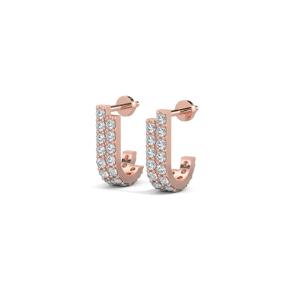 Rose Gold, Diamond Earrings, LunaDazzle Earrings, Half-bali diamond earrings, Natural Diamonds, Lab-grown diamonds, Pave diamond earrings, Luxury diamond jewelry, Contemporary diamond earrings
