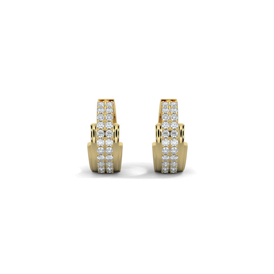 Yellow Gold, Diamond Earrings, Bali Bliss Diamond Earrings, natural diamonds, lab-grown diamonds, pave-set round diamonds, elegant earrings, sophisticated jewelry, statement earrings, glamorous accessories.