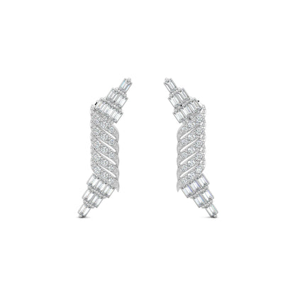 White Gold, Diamond Earrings, Natural diamond earrings, Lab-grown diamond earrings, baguette and round diamond earrings, elegant diamond earrings, long diamond earrings