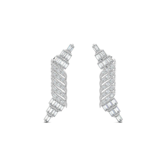 White Gold, Diamond Earrings, Natural diamond earrings, Lab-grown diamond earrings, baguette and round diamond earrings, elegant diamond earrings, long diamond earrings