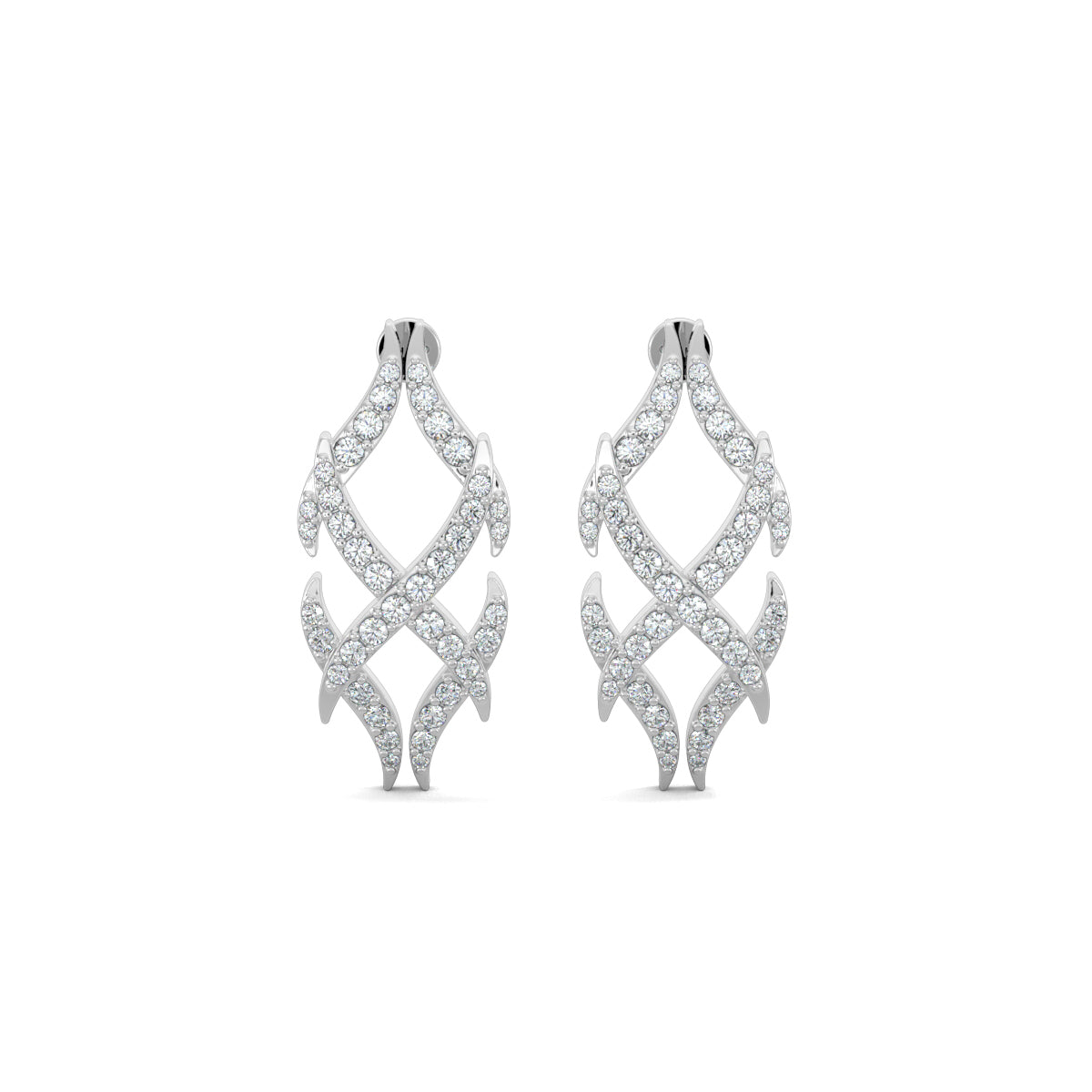 White Gold, Diamond Earrings, Italian-inspired diamond earrings, mid-length earrings, natural diamonds, lab-grown diamonds, Bella Luce Earrings, elegant jewelry, sophisticated earrings, Italian design inspired earrings.