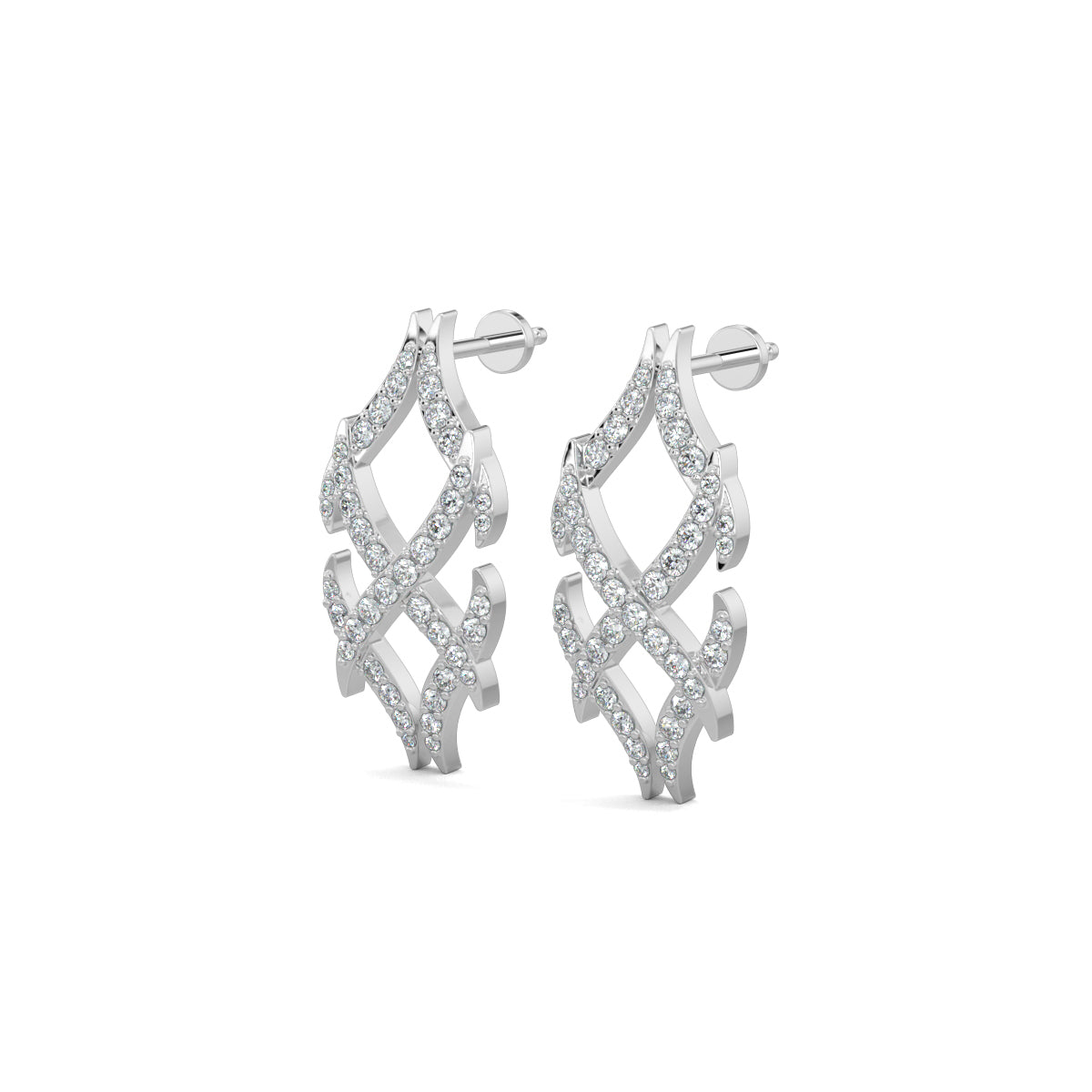 White Gold, Diamond Earrings, Italian-inspired diamond earrings, mid-length earrings, natural diamonds, lab-grown diamonds, Bella Luce Earrings, elegant jewelry, sophisticated earrings, Italian design inspired earrings.