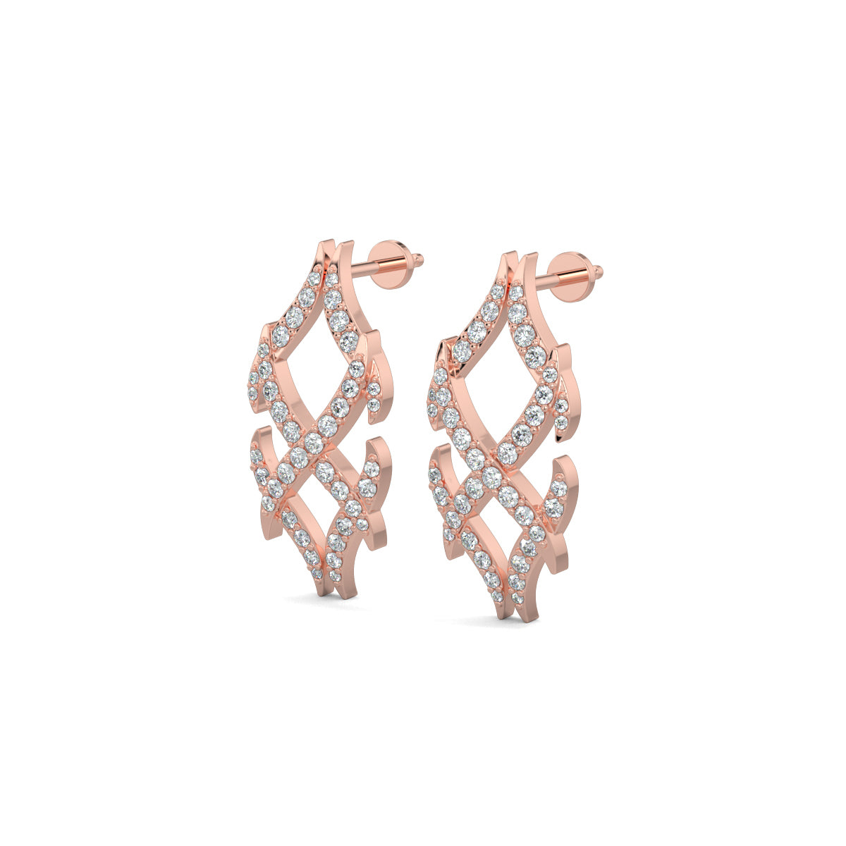 Rose Gold, Diamond Earrings, Italian-inspired diamond earrings, mid-length earrings, natural diamonds, lab-grown diamonds, Bella Luce Earrings, elegant jewelry, sophisticated earrings, Italian design inspired earrings.