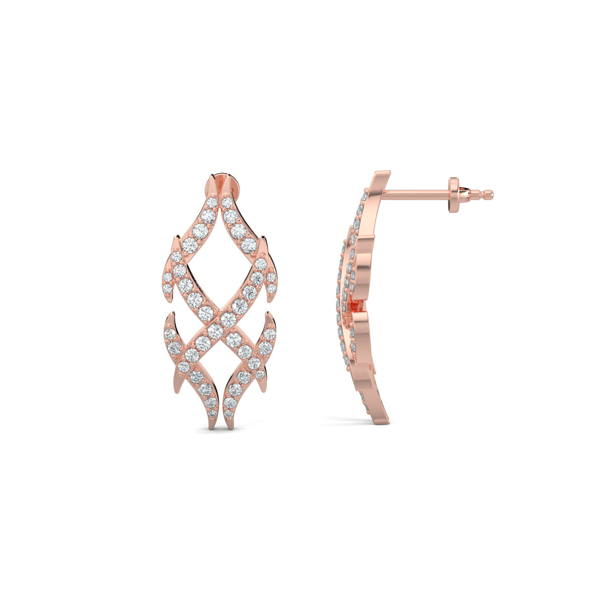 Rose Gold, Diamond Earrings, Italian-inspired diamond earrings, mid-length earrings, natural diamonds, lab-grown diamonds, Bella Luce Earrings, elegant jewelry, sophisticated earrings, Italian design inspired earrings.