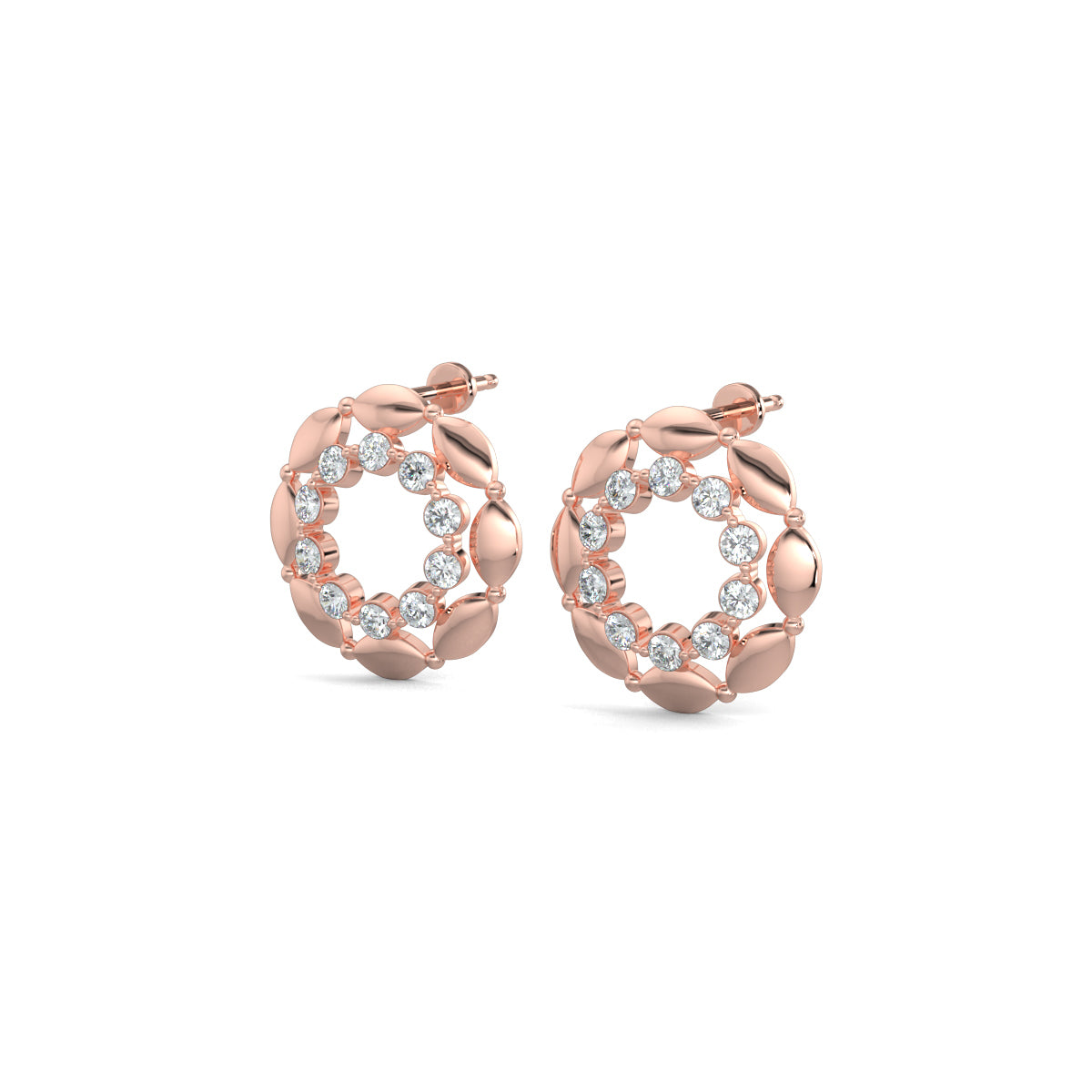 Rose Gold, Diamond Earrings, Vivara round diamond earrings, natural diamond studs, lab-grown diamond studs, elegant diamond earrings, round-shaped earrings, sophisticated jewelry