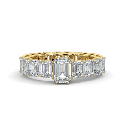 Yellow Gold, Diamond Ring, Exquisite Emerald Eternity Band, Natural Diamonds, Lab-Grown Diamonds, Gallery-Normal Band, Emerald Solitaire, Eternity Band, Emerald shape Ring