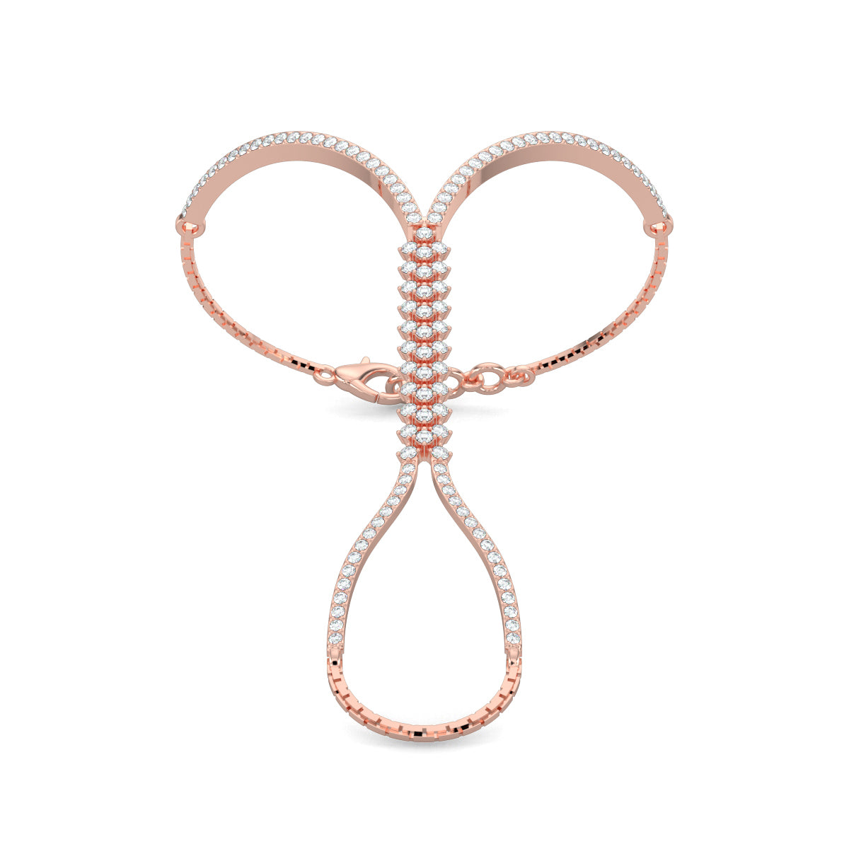 Rose Gold, Diamond Hathphool, Natural Diamonds, Lab-Grown Diamonds, Radiance diamond hathphool, casual diamond hathphool, elegant hathphool, traditional Indian jewelry, diamond hand chain, sparkling hathphool