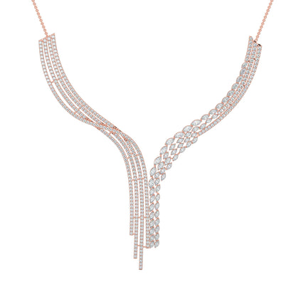 Rose Gold, Diamond Necklace, Natural diamond necklace, Lab-grown diamond necklace, Lariat Necklace, Diamond Necklace Set, Casual Diamond Jewelry, Elegant Jewelry, Matching Earrings Set, Modern Diamond Jewelry, Refined Luxury, Unique Necklace Design