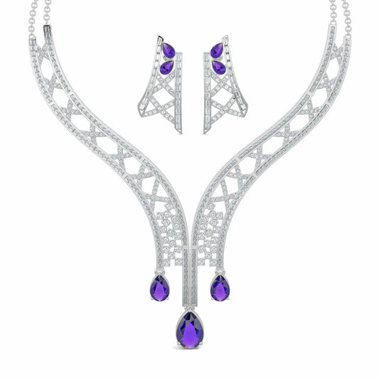 White Gold, Diamond Necklace, Natural diamond necklace, Lab-grown diamond necklace, Diamond Necklace Set, Casual Jewelry, Lariat Necklace, Amethyst Jewelry, Elegant Necklace, Matching Earrings, Modern Jewelry, Women’s Fashion Jewelry