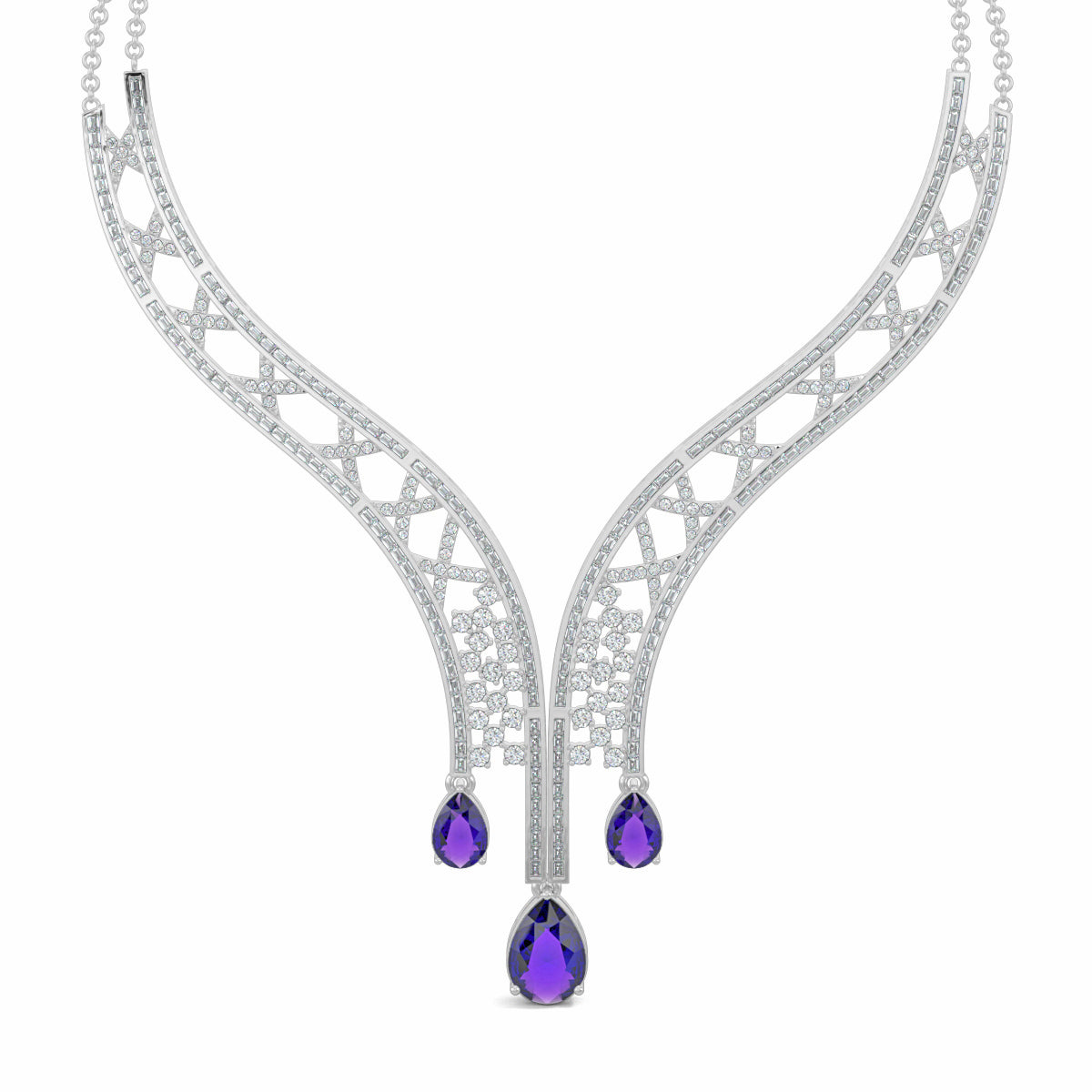 White Gold, Diamond Necklace, Natural diamond necklace, Lab-grown diamond necklace, Diamond Necklace Set, Casual Jewelry, Lariat Necklace, Amethyst Jewelry, Elegant Necklace, Matching Earrings, Modern Jewelry, Women’s Fashion Jewelry