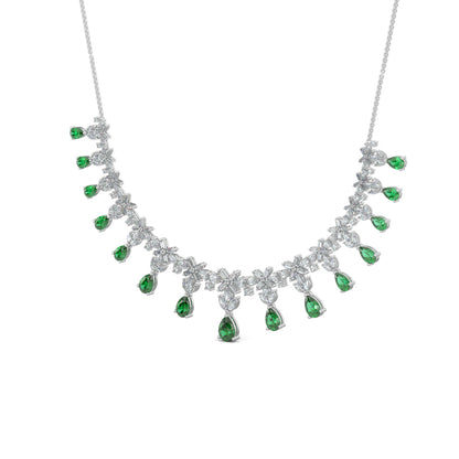 White Gold, Diamond Necklace, Natural diamond necklace, Lab-grown diamond necklace, emerald and diamond necklace,  Harry Winston-inspired necklace, casual diamond jewelry, diamond necklace earring set, Elegant Diamond Necklace Set