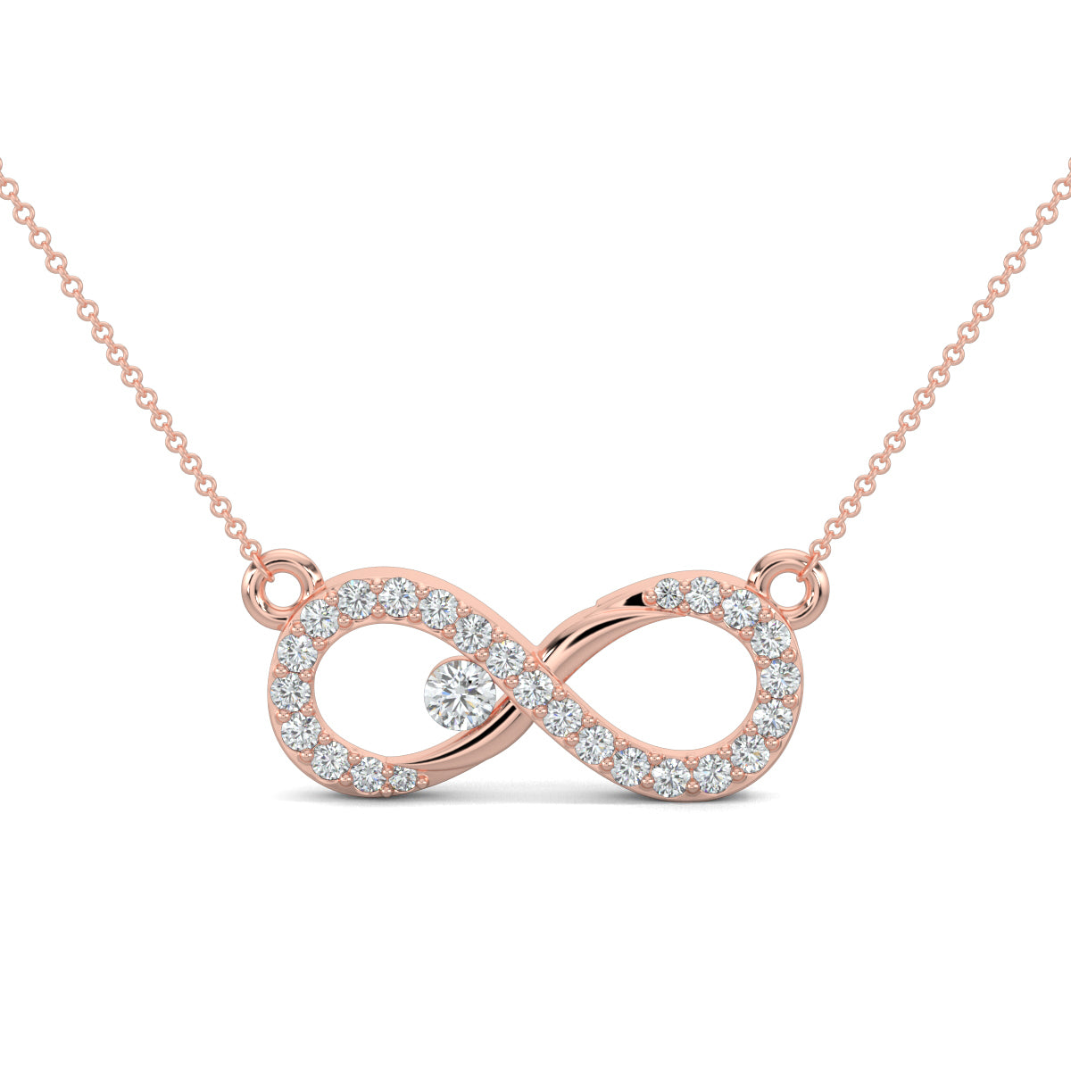 Rose Gold, Diamond Pendants, Endless love pendant, natural diamonds pendant, lab-grown diamonds pendant, infinity symbol jewelry, diamond infinity necklace, elegant pendant, timeless love necklace, diamond jewelry, everlasting bond pendant.