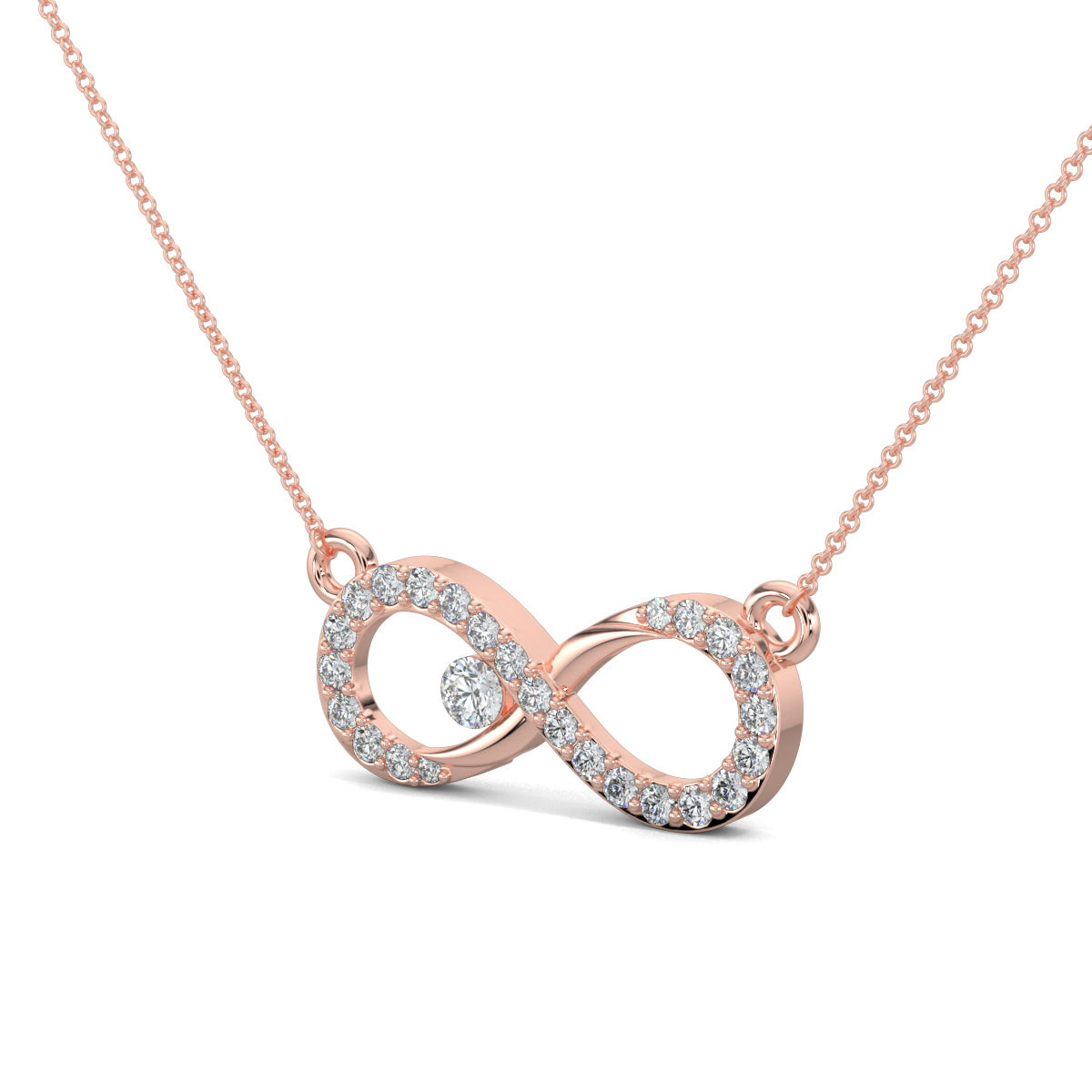 Rose Gold, Diamond Pendants, Endless love pendant, natural diamonds pendant, lab-grown diamonds pendant, infinity symbol jewelry, diamond infinity necklace, elegant pendant, timeless love necklace, diamond jewelry, everlasting bond pendant.