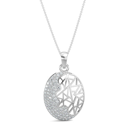 White Gold, Diamond pendant, Eclipsa pendant, Glow pendant, Natural diamonds, Lab-grown diamonds, Oval circle pendant, Casual pendant, Half diamond half glow design, Fashion pendant, Everyday pendant.