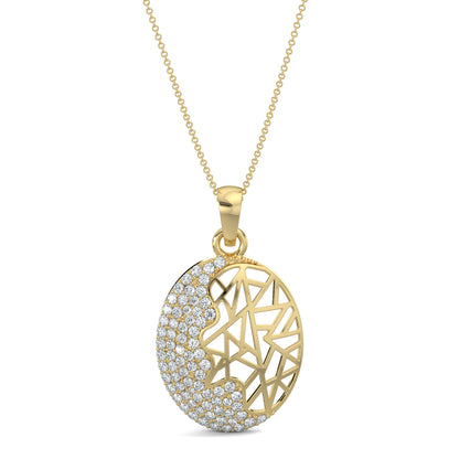 Yellow Gold, Diamond pendant, Eclipsa pendant, Glow pendant, Natural diamonds, Lab-grown diamonds, Oval circle pendant, Casual pendant, Half diamond half glow design, Fashion pendant, Everyday pendant.