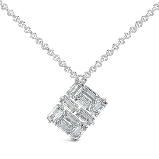 White Gold, Diamond pendants, Astral Luxe Pendant, natural diamonds, lab-grown diamonds, rectangle pendant, casual jewelry, elegant pendant, diamond jewelry.