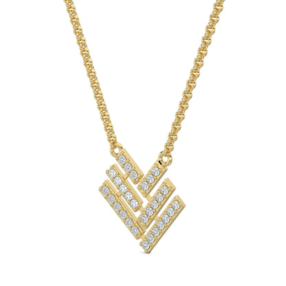 Yellow Gold, Diamond Pendants, Natural diamond pendant, Lab-grown diamond pendant, Sleek Slant Diamond Pendant, Minimalist diamond pendant, Slanted lines pendant, V-shaped diamond necklace, Casual jewelry