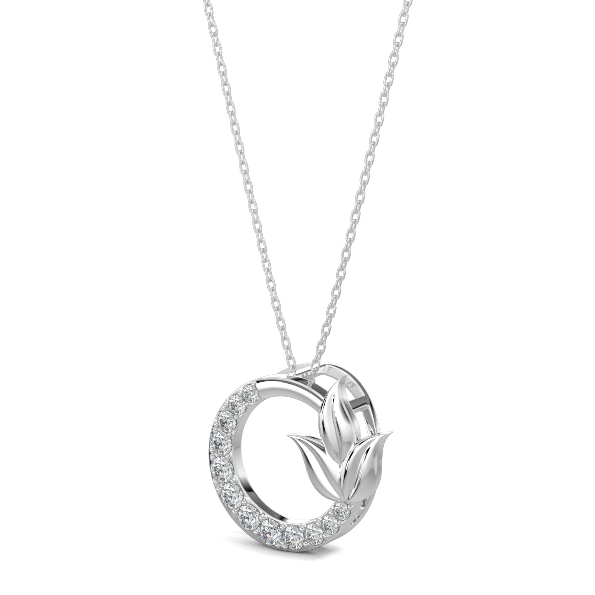 White Gold, diamond pendant, natural diamonds, lab-grown diamonds, chic petal pendant, circular pendant, elegant jewelry, modern pendant, women's accessory, fashion pendant