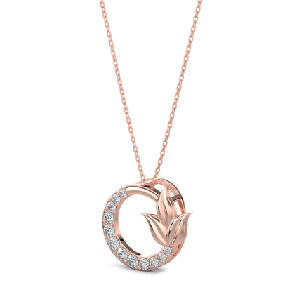 Rose Gold, diamond pendant, natural diamonds, lab-grown diamonds, chic petal pendant, circular pendant, elegant jewelry, modern pendant, women's accessory, fashion pendant