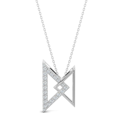 White Gold, Diamond Pendants, Natural diamond pendant, Lab-grown diamond pendant, Twin peak pendant, Casual diamond necklace, Interconnected triangle pendant, Sparkling diamond jewelry, Luxurious pendant for women, Fashion accessory with diamonds