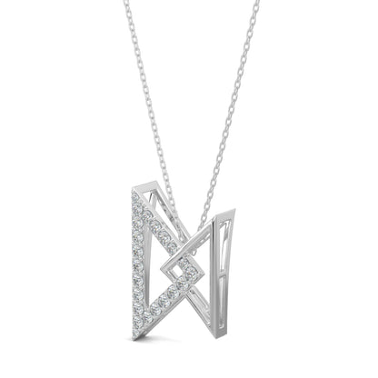 White Gold, Diamond Pendants, Natural diamond pendant, Lab-grown diamond pendant, Twin peak pendant, Casual diamond necklace, Interconnected triangle pendant, Sparkling diamond jewelry, Luxurious pendant for women, Fashion accessory with diamonds