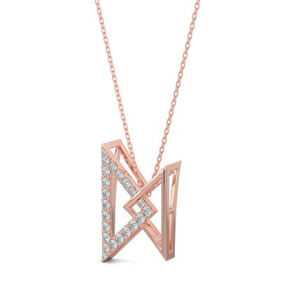 Rose Gold, Diamond Pendants, Natural diamond pendant, Lab-grown diamond pendant, Twin peak pendant, Casual diamond necklace, Interconnected triangle pendant, Sparkling diamond jewelry, Luxurious pendant for women, Fashion accessory with diamonds