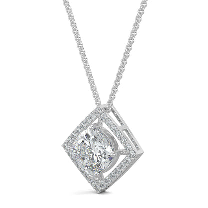 White Gold, Diamond Pendant, Natural Diamonds, Lab-grown Diamonds, Halo edge square pendant, diamond pendant, square pendant, round diamond border, halo setting pendant