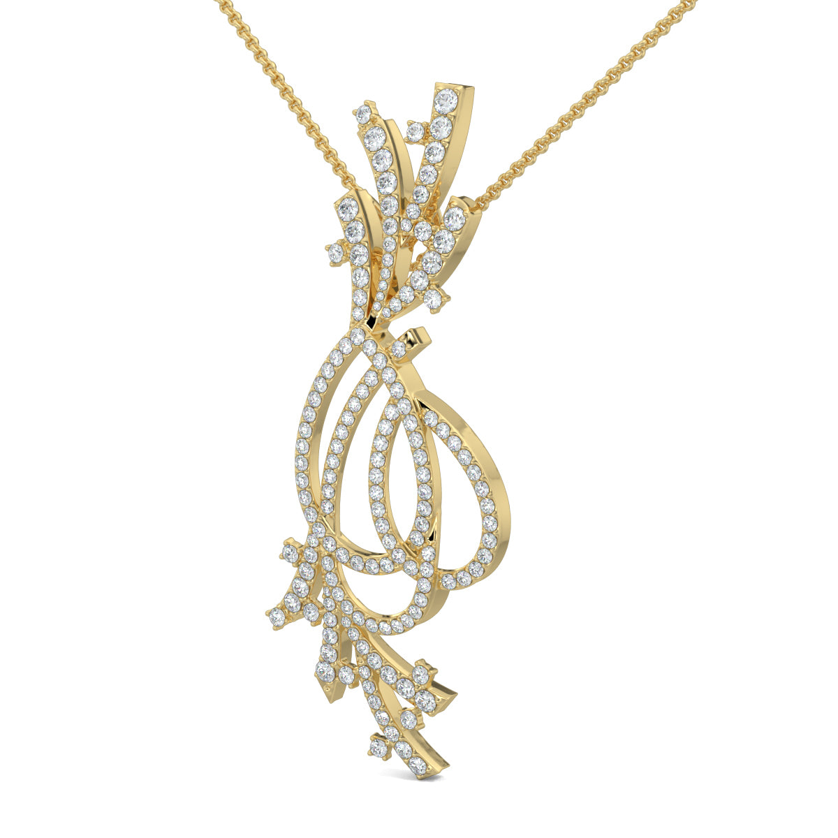 Yellow Gold, Diamond Pendant, Natural diamond pendant, Labgrown diamond pendant, Italian design diamond pendant, Casual diamond pendant, Floral-inspired pendant