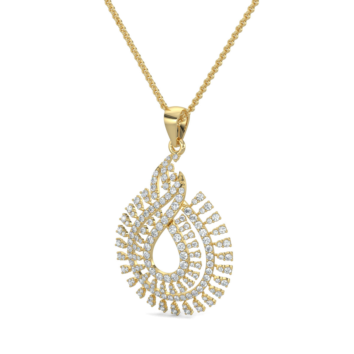 Yellow Gold, Diamond Pendants, traditional design pendant, casual pendant, pear-shaped pendant, round diamond pendant, diamond jewelry, Natural Diamonds, Lab-Grown Diamonds, Elegant Jewelry