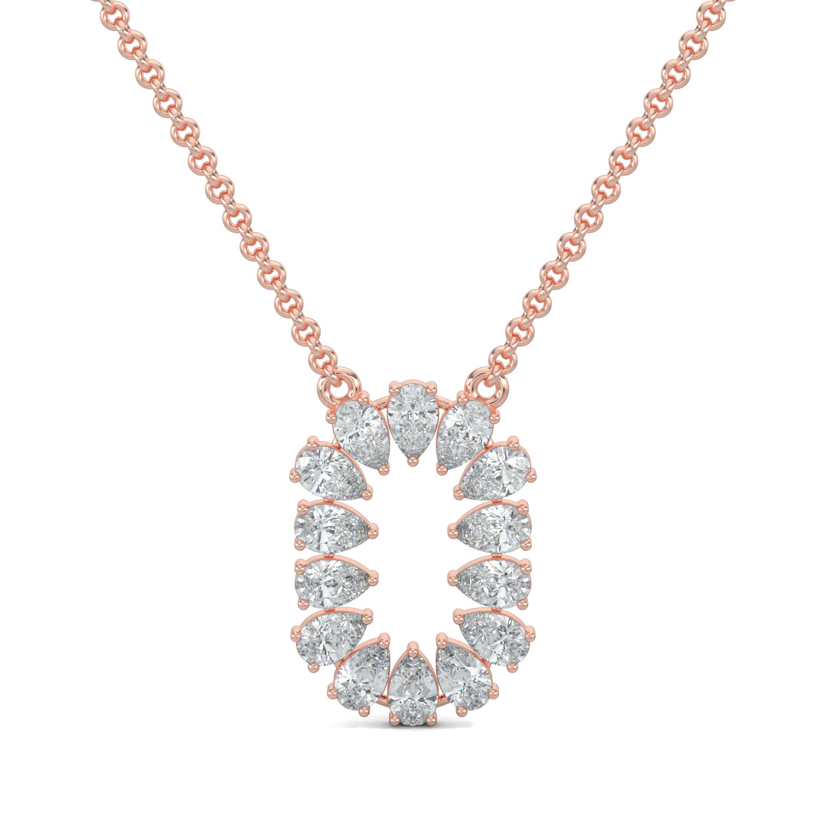Rose Gold, Diamond Pendants, Solara Oval Glow pendant, natural diamonds, lab-grown diamonds, casual pendant, pear diamonds, oval-shaped pendant, elegant jewelry, radiant glow