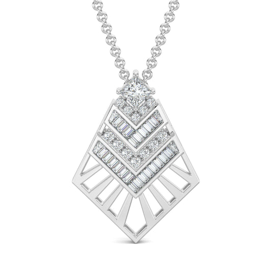 White Gold, Diamond Pendant, Natural Diamonds, Lab-grown Diamonds, Sky Soar Pendant Set, baguette diamonds, round diamonds, princess-cut diamond, casual pendant set, diamond jewelry