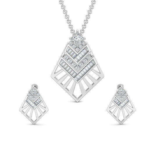 White Gold, Diamond Pendant, Natural Diamonds, Lab-grown Diamonds, Sky Soar Pendant Set, baguette diamonds, round diamonds, princess-cut diamond, casual pendant set, diamond jewelry