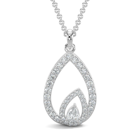 White Gold, Diamond Pendant, Natural Diamonds, Lab-grown Diamonds, pear-shaped pendant, round diamonds, hollow pendant, pear diamond, earrings, sophisticated jewelry