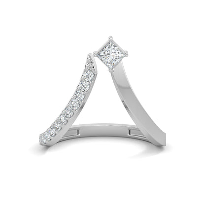 White Gold, Diamond Ring, Radiant Embrace Ring, Natural Diamond Ring, Lab-Grown Diamond Ring, Split Shank Band Ring, V-Shaped Ring, Round Diamond Ring, Princess-Cut Diamond Ring, Elegance, Romance, Contemporary Jewelry