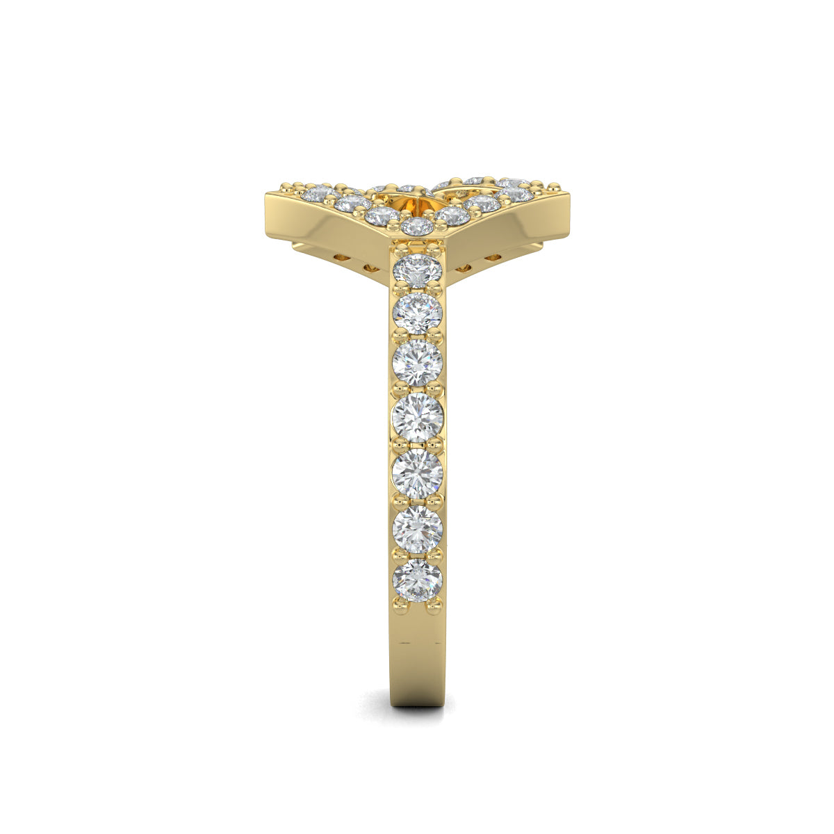 Yellow Gold, Diamond Ring, Natural diamond ring, Lab-grown diamond ring, intertwined diamond design, round diamond accents, unity symbol ring, elegant diamond band.