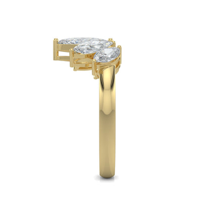 Yellow Gold, Diamond Ring, Stellar Marquise Cluster Ring, Natural Diamonds, Lab-Grown Diamonds, Everyday Diamond Ring, Classic Diamond Band, Marquise Cut Diamond Ring, Celestial Cluster Diamond Ring