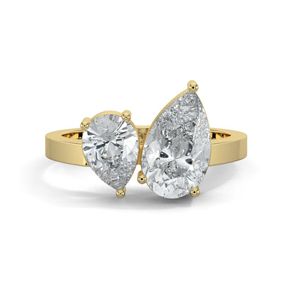 Yellow Gold, Diamond Ring, natural diamond rings, lab-grown diamond rings, pear diamond rings, everyday rings, sustainable diamond jewelry, classic diamond bands