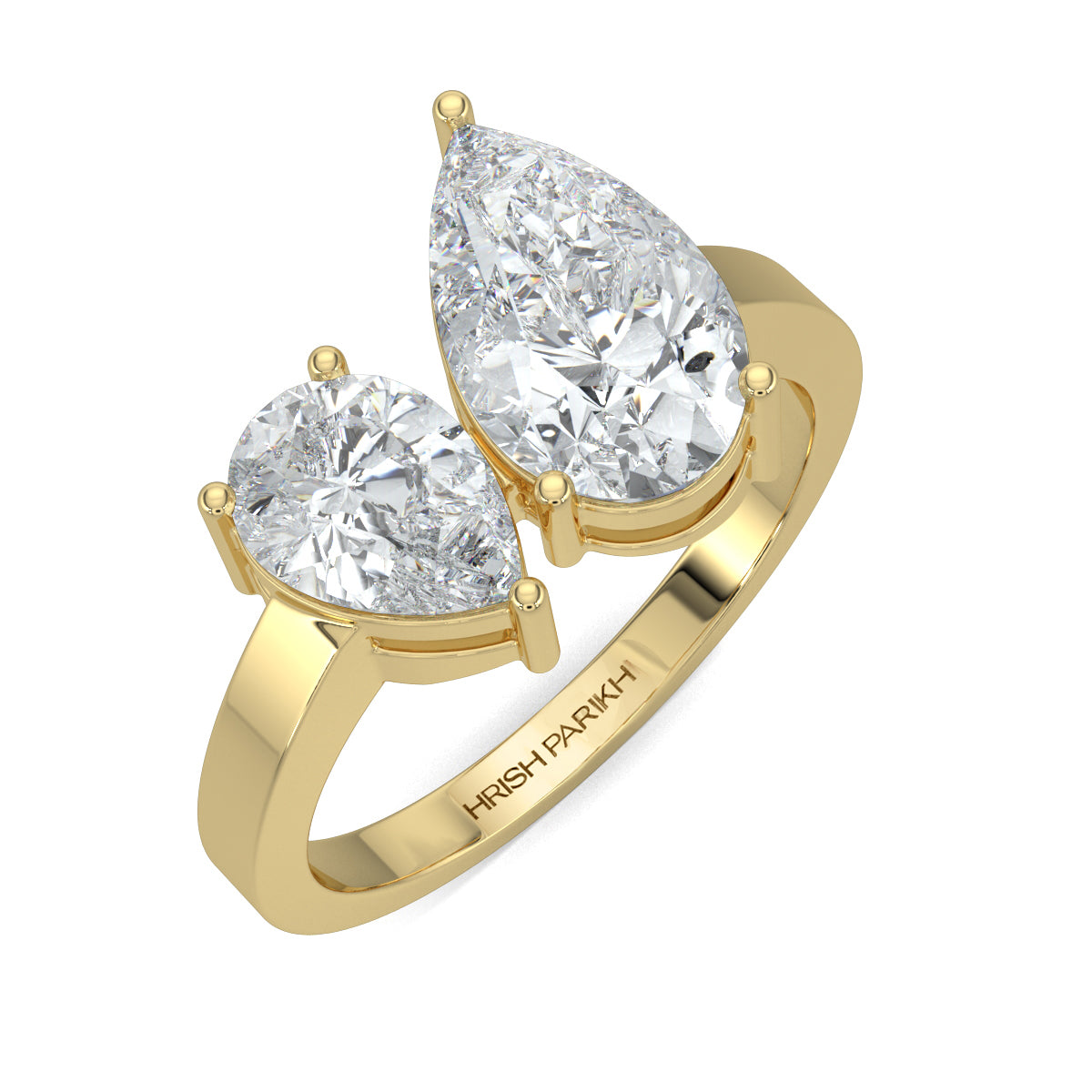 Yellow Gold, Diamond Ring, natural diamond rings, lab-grown diamond rings, pear diamond rings, everyday rings, sustainable diamond jewelry, classic diamond bands