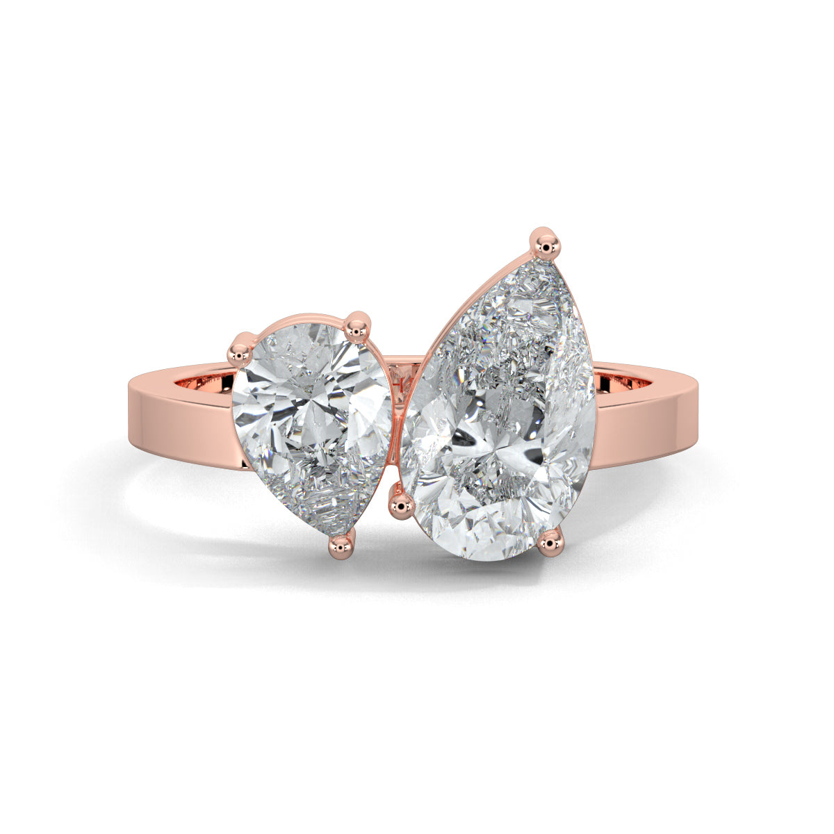 Rose Gold, Diamond Ring, natural diamond rings, lab-grown diamond rings, pear diamond rings, everyday rings, sustainable diamond jewelry, classic diamond bands