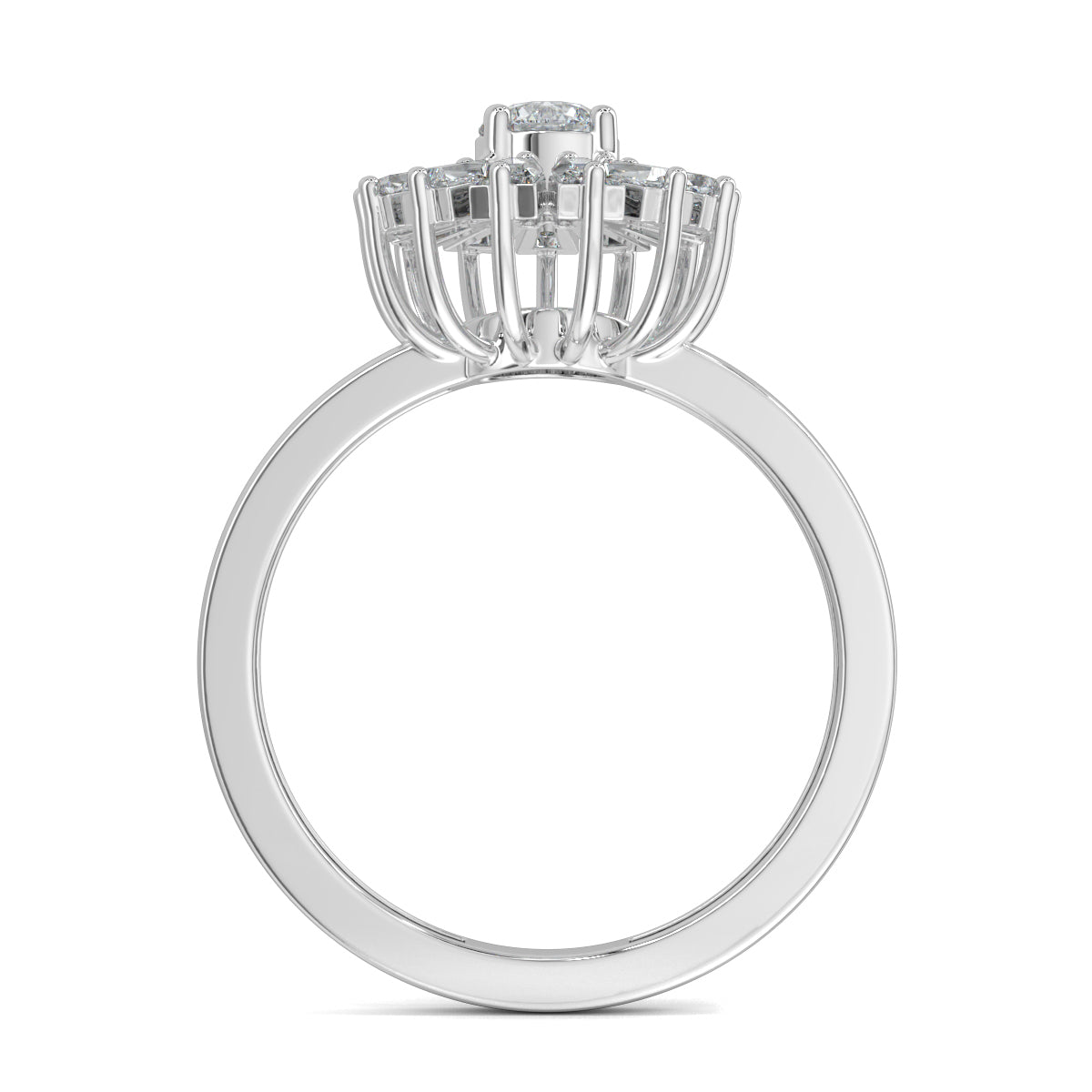 White Gold, Diamond Ring, Natural diamond ring, Lab-grown diamond ring, enchantia floral ring, round diamond ring, baguette diamond ring, floral diamond ring, classic diamond ring, elegant diamond ring, versatile diamond ring