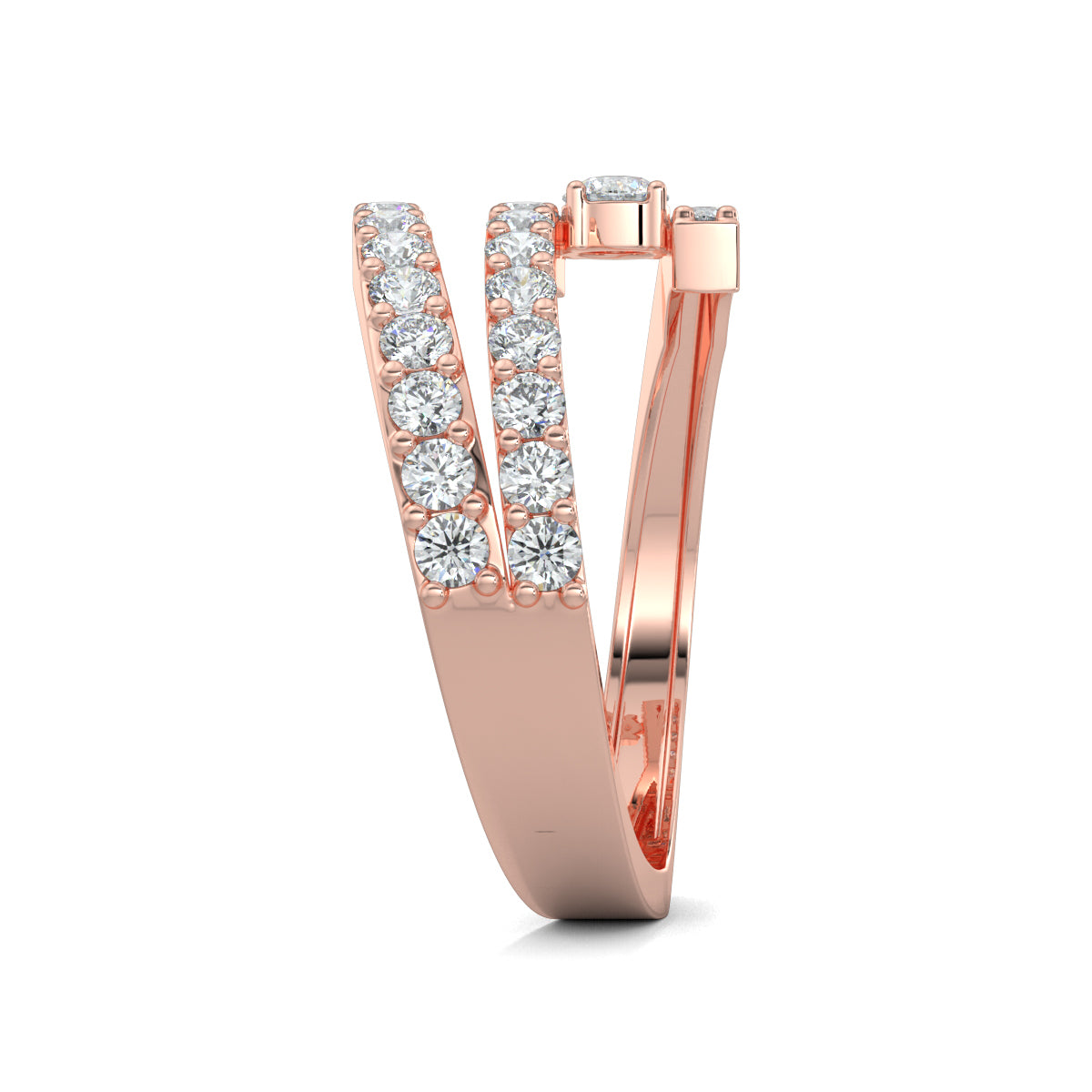 Rose Gold, Diamond Ring, Sway Split Shank Diamond Ring, Natural Diamond Jewelry, Lab-Grown Diamond Jewelry, Everyday Diamond Ring, Round Diamond Band, Modern Luxury Ring