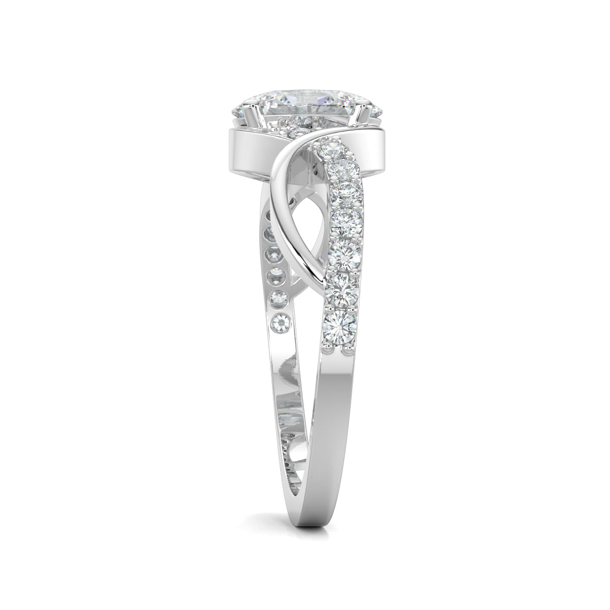 White Gold, Diamond Ring, Natural diamond ring, Curvaceous Diamond Ring, Everyday Diamond Ring, Lab-Grown Diamonds, Oval Diamond, Intertwining Bands, Ethical Jewelry, Sustainable Luxury, Diamond Jewelry