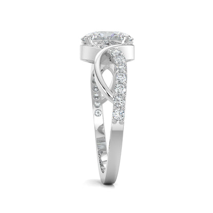 White Gold, Diamond Ring, Natural diamond ring, Curvaceous Diamond Ring, Everyday Diamond Ring, Lab-Grown Diamonds, Oval Diamond, Intertwining Bands, Ethical Jewelry, Sustainable Luxury, Diamond Jewelry