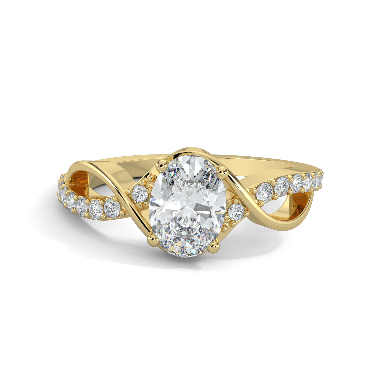 Yellow Gold, Diamond Ring, Natural diamond ring, Curvaceous Diamond Ring, Everyday Diamond Ring, Lab-Grown Diamonds, Oval Diamond, Intertwining Bands, Ethical Jewelry, Sustainable Luxury, Diamond Jewelry