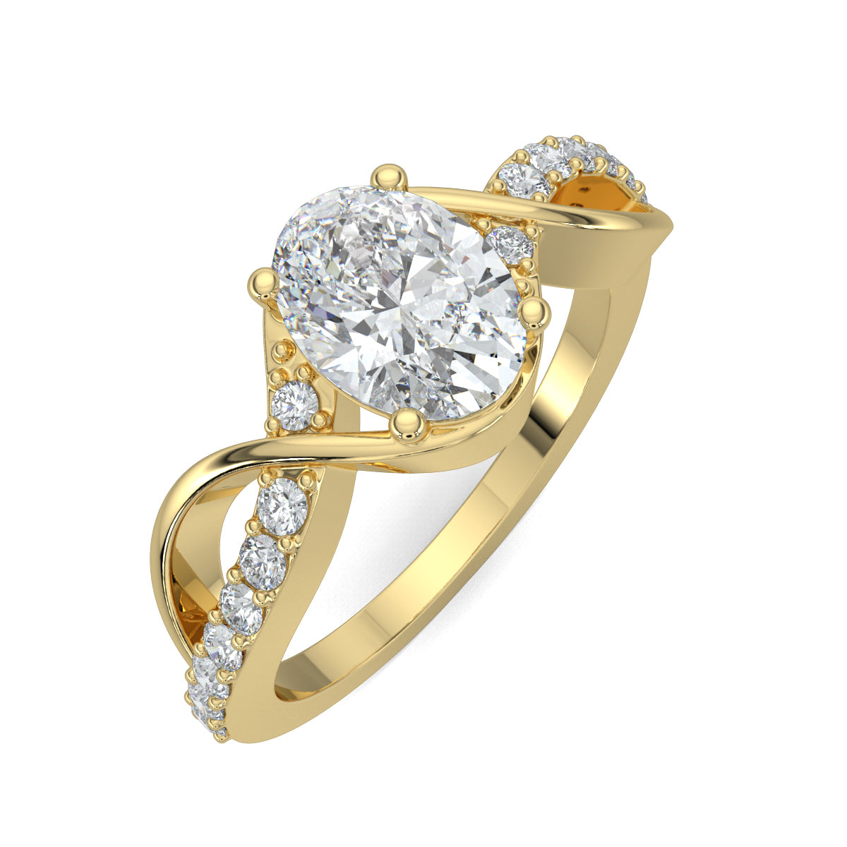 Yellow Gold, Diamond Ring, Natural diamond ring, Curvaceous Diamond Ring, Everyday Diamond Ring, Lab-Grown Diamonds, Oval Diamond, Intertwining Bands, Ethical Jewelry, Sustainable Luxury, Diamond Jewelry