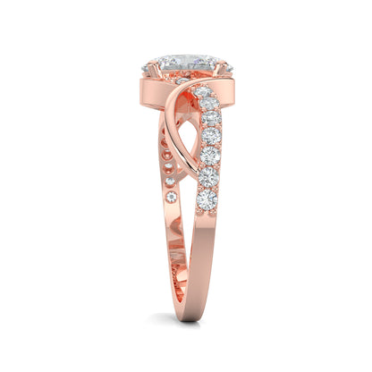 Rose Gold, Diamond Ring, Natural diamond ring, Curvaceous Diamond Ring, Everyday Diamond Ring, Lab-Grown Diamonds, Oval Diamond, Intertwining Bands, Ethical Jewelry, Sustainable Luxury, Diamond Jewelry