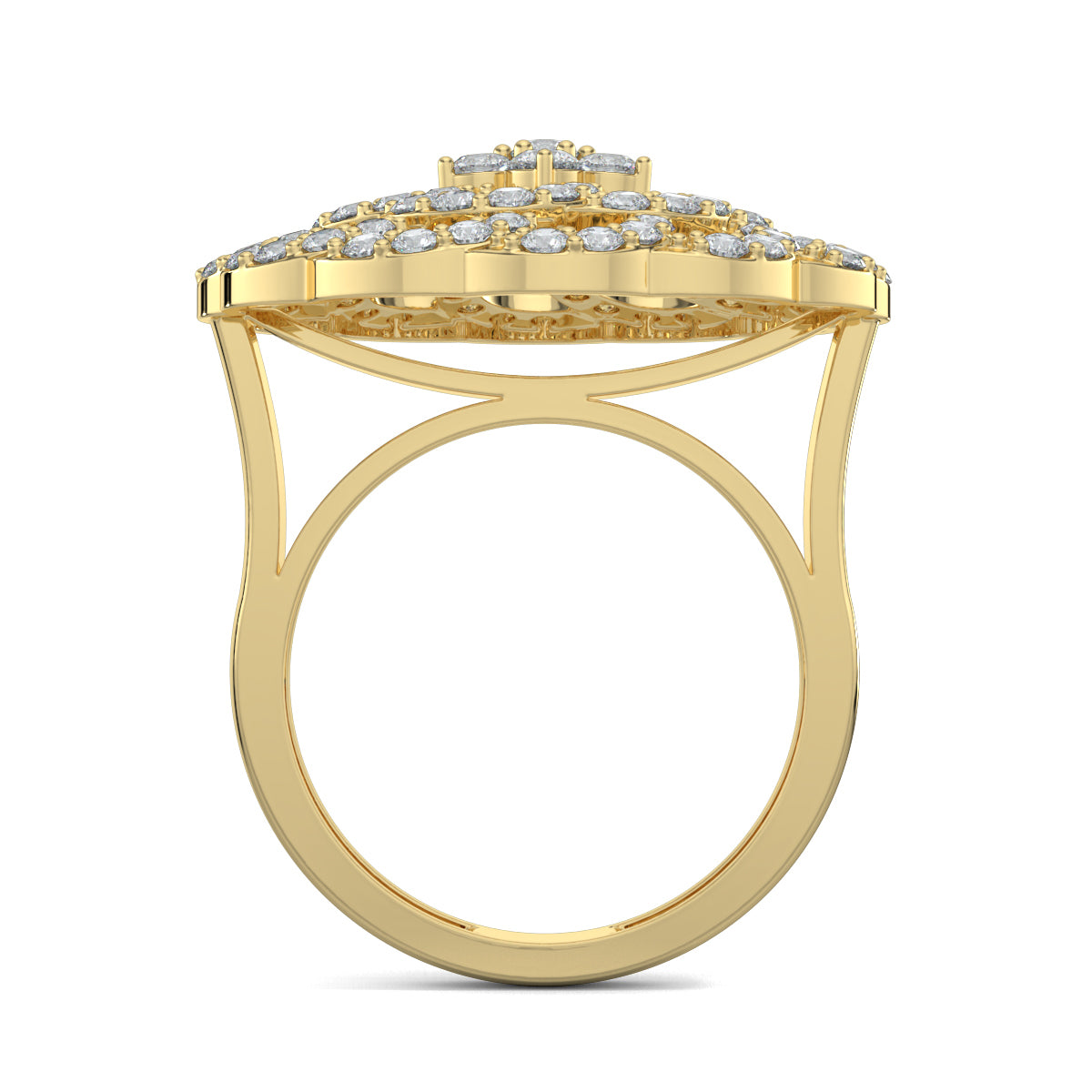 Yellow Gold, Diamond Ring, Natural diamond ring, Blossom Burst Diamond Ring, Lab-Grown Diamonds, Floral Inspired Ring, Diamond Encrusted Ring, Cocktail Jewelry, Statement Ring, Elegant Band Ring, Sparkling Flower Ring