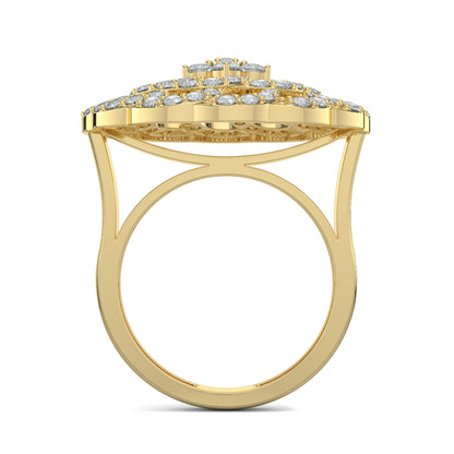 Yellow Gold, Diamond Ring, Natural diamond ring, Blossom Burst Diamond Ring, Lab-Grown Diamonds, Floral Inspired Ring, Diamond Encrusted Ring, Cocktail Jewelry, Statement Ring, Elegant Band Ring, Sparkling Flower Ring