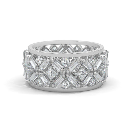 White Gold, Diamond Ring, Natural diamond ring, Lab-grown diamond ring, Eternity band diamond ring, Baguette and round-cut diamond ring, Everyday diamond ring